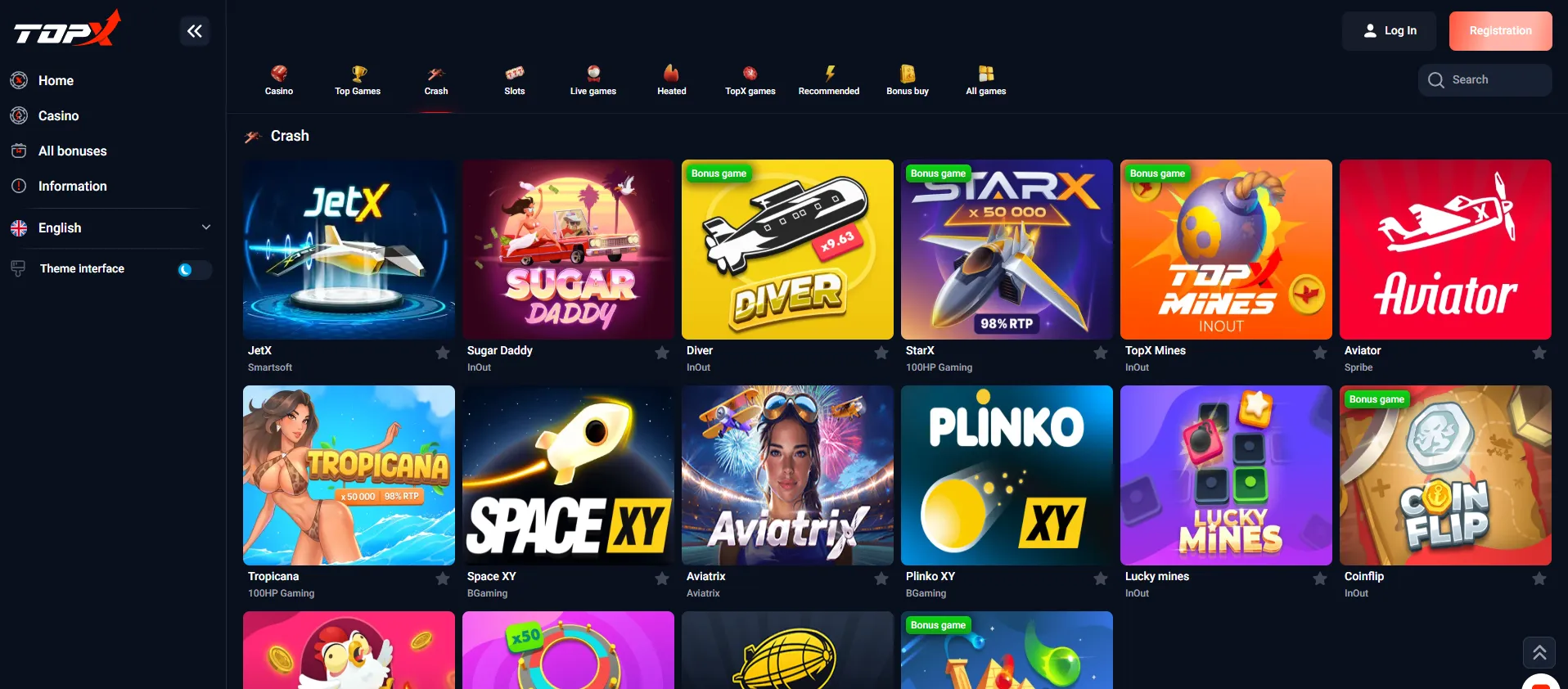 TopX Crash Games topx